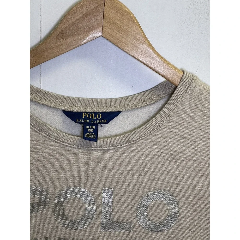 Polo Ralph Lauren Beige Spell Out Logo Sweatshirt Big Girls Size XL Women's‎ S